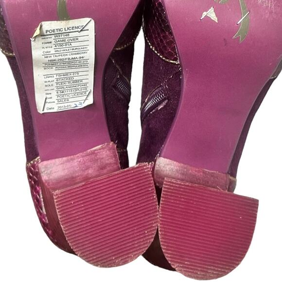 Vintage Ankle Booties Suede Leather Purple Snakeskin Boots Womens Size 6.5 - Picture 11 of 12